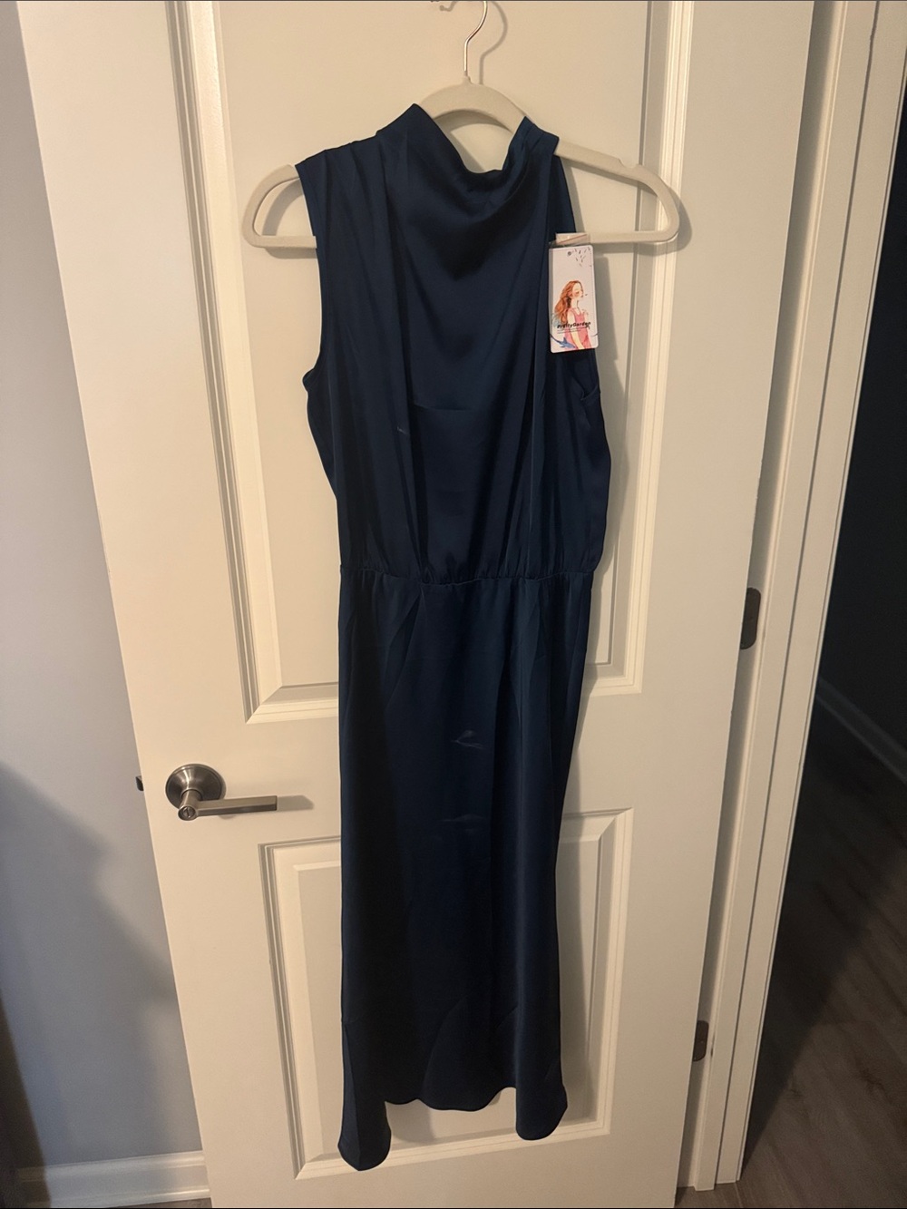 Sleeveless Navy Maxi Dress with High Neck